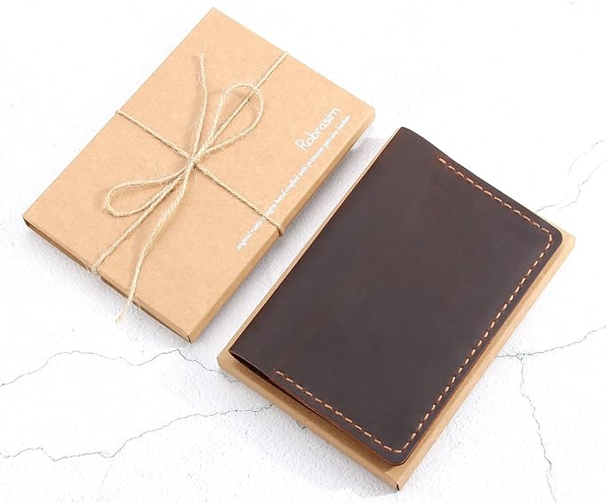 Robrasim Leather Journal Cover for Field Notes, Notebook Cover for Moleskine Cahier, Handmade Vintage Leather Cover for 3.5" x 5.5" Notebooks, Coffee