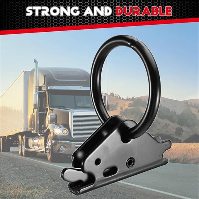 Cargo Steel E-Ring Tie Down Hooks 4PCS E Track O-Ring Anchors - Tie Down Accessories (Trailers/Trucks) for E-Track Rail/Single System
