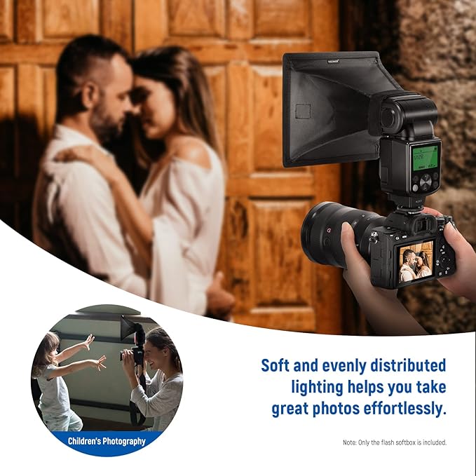 NEEWER Flash Diffuser Light Softbox 6" x 5", Universal, Collapsible with Storage Pouch Compatible with Canon Nikon Sony Godox Yongnuo NEEWER speedlight