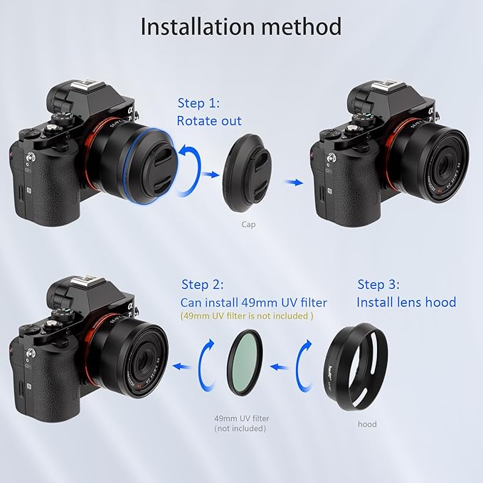 Haoge LH-SE1 Metal Lens Hood for Sony RX1 RX1R RX1R II III rx1m2 m3 Digital Camera Accessories Replaces LHP-1, Sony FE 24mm F1.8, 55mm F1.8 ZA, FE 35mm F2.8 ZA Lens