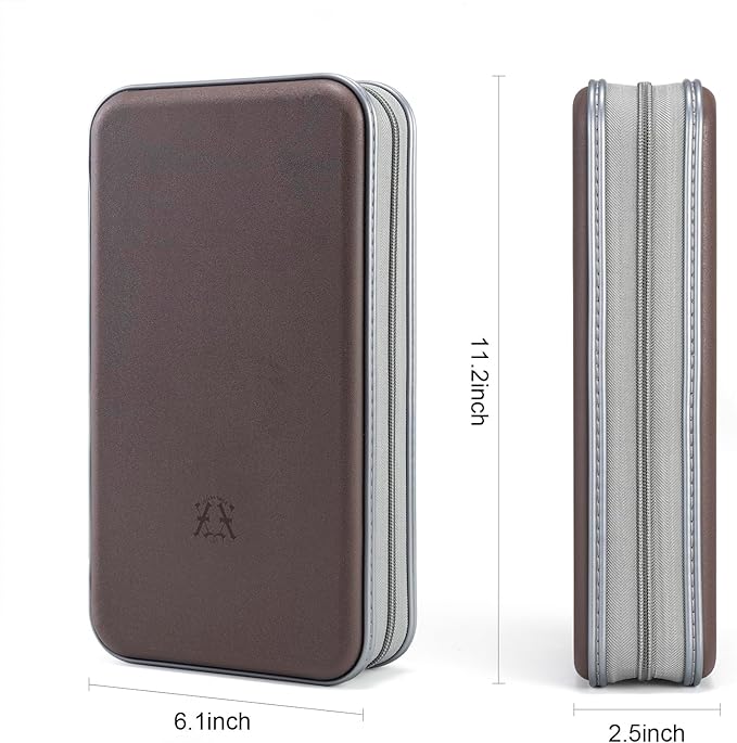 alavisxf xx CD Case, 96 Capacity Hard Plastic CD Holder Protective DVD Disc Storage Case Holder Portable Zipper CD DVD Organizer Storage Wallet for Car Home Travel (96 Capacity, Coffee)
