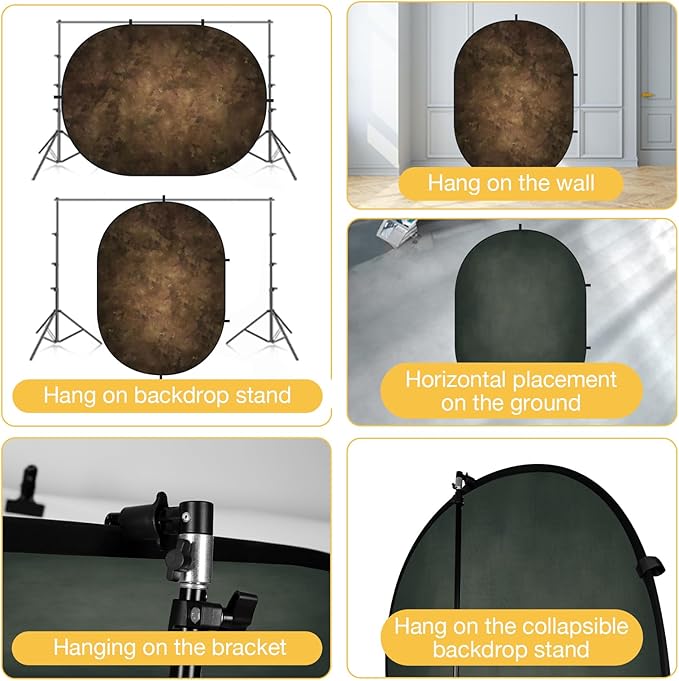 Kate Collapsible Backdrop Pop up Backdrops Self Tape Backdrop Portable for Headshot,Portrait Photography,Video,5x6.5ft,(Brown/Green)