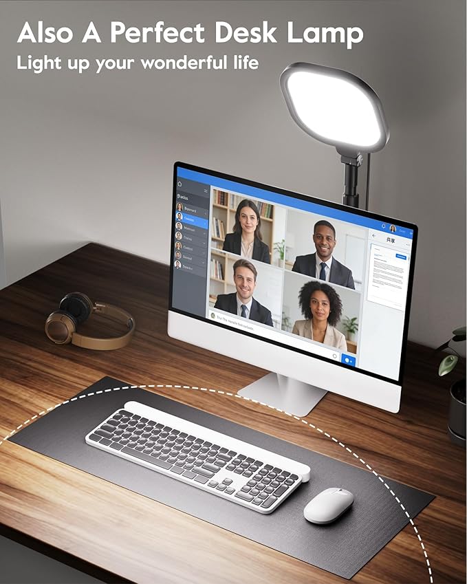 Video Conference Lighting for Zoom Meeting, Ring Light for Desk with Flexible Stand, 30 Light Modes Light for Video Recording, Desk Light & Memory Function for Zoom Calls, Video Streaming, Webcam