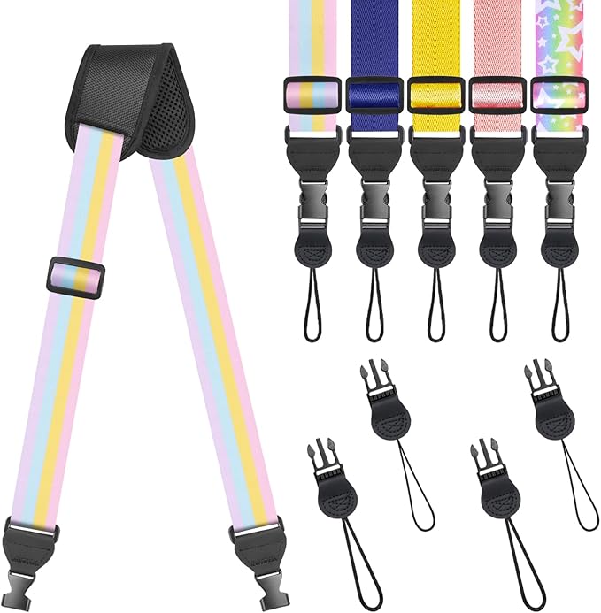 Universal Shoulder Strap, Sandwich Mesh Padded Neck Lanyard, Replacement Comfortable Bag Strap for Camera, Cellphone Tablet,iPad, Laptop, Luggage Bag, Binocular(Rainbow Colors)
