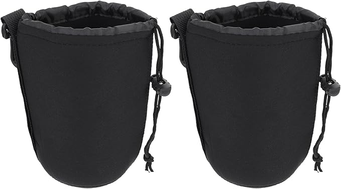 Neoprene Camera Lens Bag Pouch for Dslr Lenses 3.93X3.14X3.14 Inch Compact Protective Case Shockproof Thermal Insulation Drawstring Cover