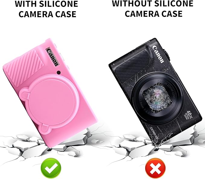 SX740 Camera Case, SX740 Camera Cover Silicone Sleeve Protective Case with Removable Lens Cover, Anti-Scratch Soft Camera Body Skin for Canon PowerShot SX740/SX730 HS Camera,Pink