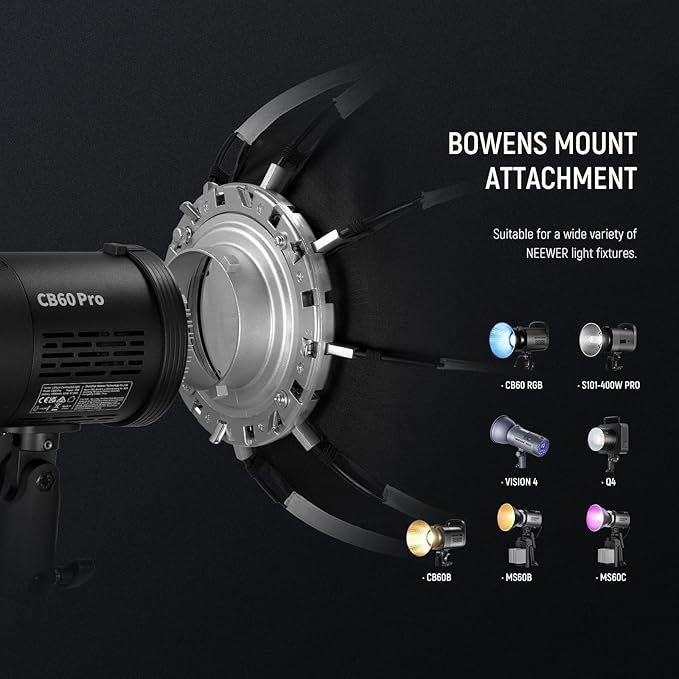 NEEWER 17.7"/45cm Octagonal Softbox Bowens Mount, Quick Folding Quick Set Up with Diffusers/Honeycomb Grid/Bag for Q4 RGB CB60 MS60B MS60C MS150B Compatible with Godox Aputure Video Studio Light, NS1P