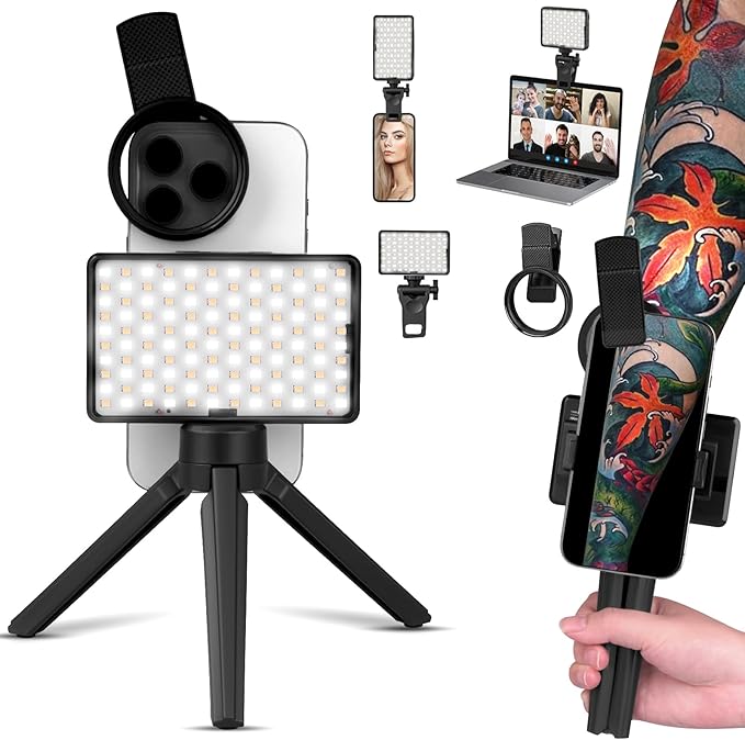 Tattoo Light Kit with 120LED and CPL Filter Lens, Polarized Light for Tattoo, Tattoo Equipment & Supplies, Compatible with iPhone, Tattoo Lighting Lamp Food Photography Remove Glare
