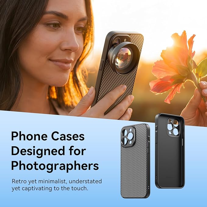 APEXEL 17MM Thread Lens Phone Case Compatible for iPhone 15 Pro Max, Compatible with All Telephoto Macro Lenses with 17mm Thread Black