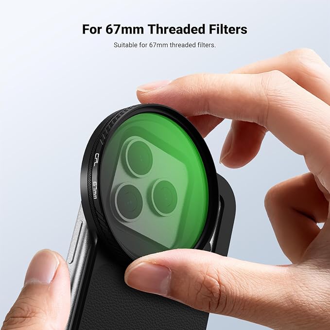 NEEWER 6.9" Magnetic Phone Lens Filter Mount Adapter Backplate Accessories & 67mm CPL Filter Circular Polarizing Polarizer Compatible with MagSafe iPhone 12/13/14/15/16/17 Pro Max & 14/15/16 Plus