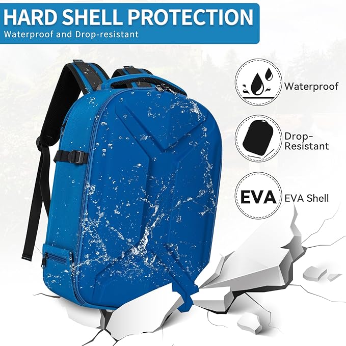 Camera Backpack, Hardshell DSLR Photography Camera Bag with Rain Cover, Waterproof Hard Shell Camera Case with Tripod Holder & 15.6" Laptop Compartment Compatible with Canon/Nikon/Sony/DJI Mavic Drone