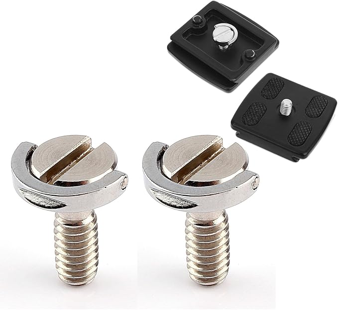 Gugxiom 2Pcs Stainless Steel Camera Screws, 1/4 Inch D Ring Screws for Quick Release Plate, Tripod Ball Head, Secure Camera Attachment