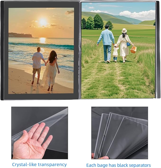 ZFCLXX Art Portfolio Binder 13"x19" Heavy Duty Binder, Portfolio Folder with 30 Sheet Protectors, With Black bompartments Display 60 Pages, Large Posters Photo Album，Scrapbook Paper Storage ﻿