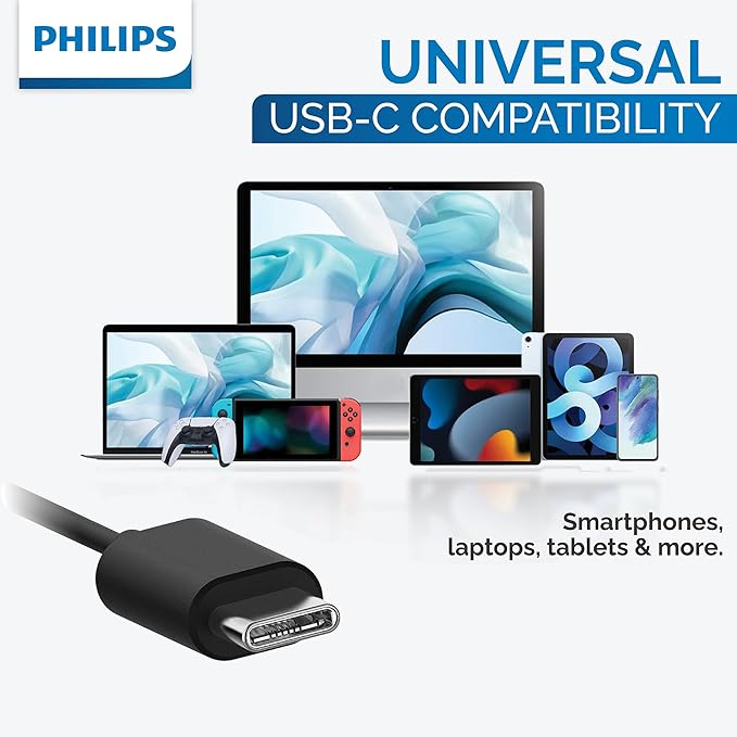 Philips USB C Earbuds Wired with Microphone, in Ear Type C Headphones with mic, Powerful Bass, Lightweight, USB-C Wired Earphones, 3-Button in-line Remote Ear Buds (Black)