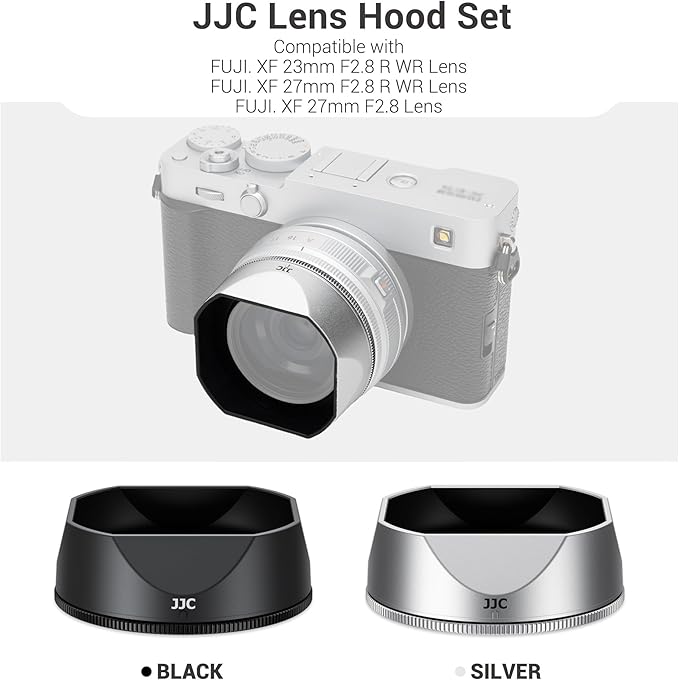 JJC Magnetic Lens Hood Shade for Fujifilm XF 23mm f2.8 R WR Lens on X-E5 XE5 Mirrorless Camera, for Fuji XF 27mm f2.8 R WR, XF27mm f/2.8 Lenses, Not Affect to Use 39mm Filter or Cap, Silver