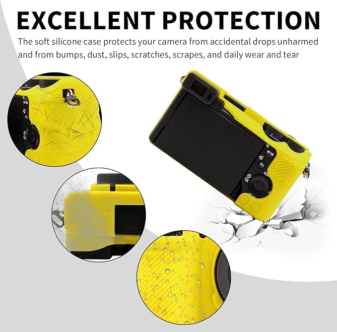 Easy Hood Camera Case for Sony Alpha 6700, Soft Silicone Protective Cover a6700 DSLR Camera Anti-Scratch Slim Fit Body Skin Protector Housing Sleeve for Sony A6700 Mirrorless Camera Yellow