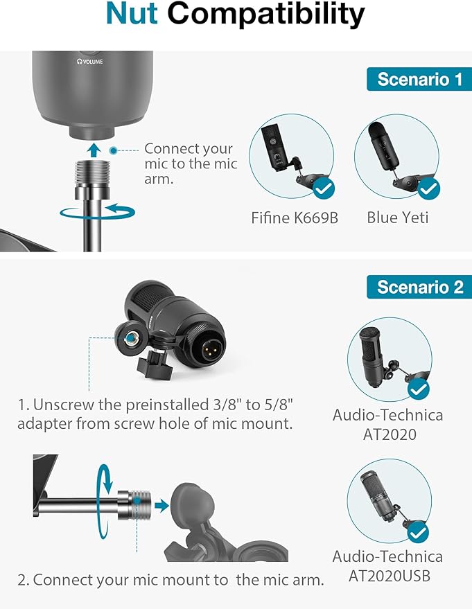InnoGear Microphone Arm Stand, Heavy Duty Mic Arm Microphone Stand Suspension Scissor Boom Stands with Mic Clip and Cable Ties for Blue Yeti Snowball Hyper X QuadCast SoloCast Fifine Gaming(Large)