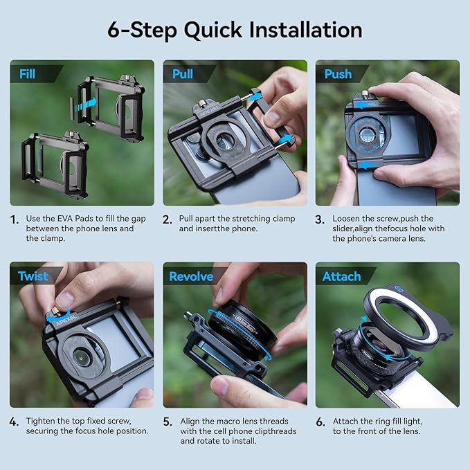 APEXEL 10-20X Macro Lens for iPhone & Android Phones | HD Photography Lens Kit with Universal Clip & 45-Mode Fill Light | Capture Still Life Close-Ups, Insects, Plants, Jewelry, Food & Small Objects