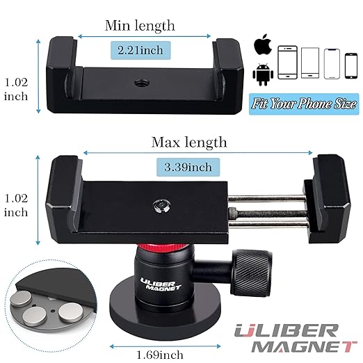 ULIBERMAGNET Magnetic Phone Mount,Magnetic Phone Holder for Car,Gym,Strong Rubber Magnet Mobile Phone Cradles Compatible with Smartphone for Car,Truck,Jeep,Refrigerator,Boats,Motorcycles