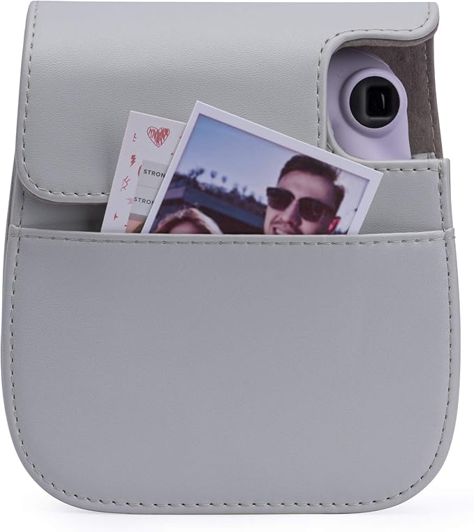 Frankmate Protective Case for Fujifilm Instax Mini 12 11 Instant Camera - Premium PU Leather Bag Cover with Removable Adjustable Strap (Cute Bear)