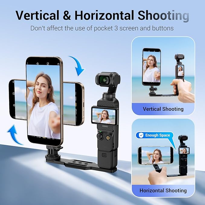 Magnetic Phone Holder for DJI Osmo Pocket 3 Xtra Muse,Cellphone Pocket3 Mount Accessories with Arca Swiss Design & 1/4"-20 & Angle Adjust Phone Stand for Pocket3 Creator Combo,for Tripod Selfie Stick