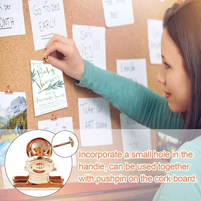 Small Bulldog Clips Rose Gold - Coideal 30 Pcs Mini Metal Binder Bull Clips Hinge Paper Clip Office Clamps for Picture Photos (22mm)