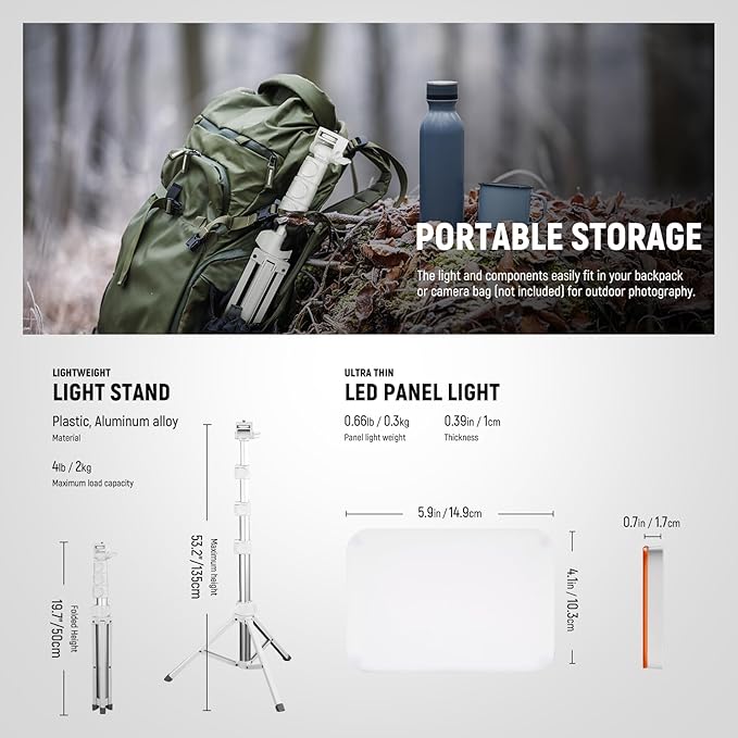 NEEWER Basics LED Video Light Panel Lighting Kit 2 Pack with Tripod Stand & Filter for Studio Photography Live Streaming Recording, Bi Color Dimmable Portable, 3200K-5600K CRI 95 750lux White, BP66