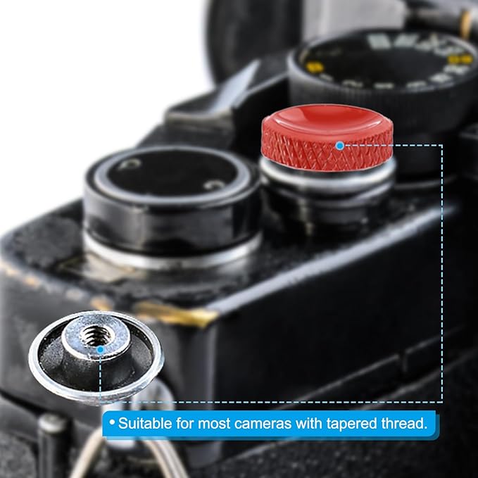 PATIKIL Camera Shutter Button, 3 Pack Soft Shutter Release Button Pure Copper Camera Button Carved Suitable for Nikon for Fujifilm for Leica DSLR/SLR Camera, Red