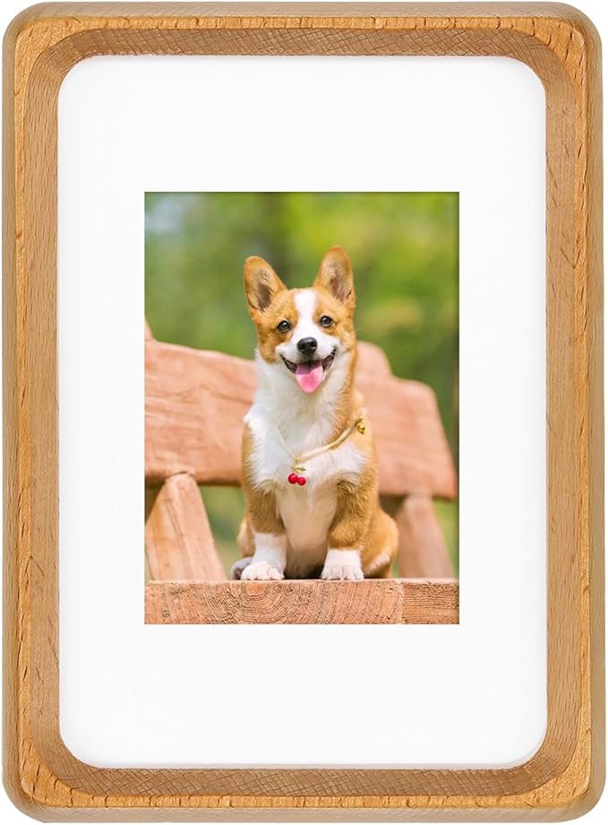 5x3.5 inch Natural Wood Picture Frame, Tabletop Wooden Small Photo Frame with Mat, Display Pictures 2x2.76 with Mat or 3.5x5 Without Mat for Desktop Display, Mini Photo Picture Frame (Beech)