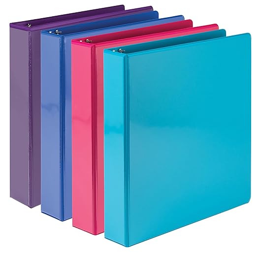 Samsill Durable 1.5 inch 3 Ring Binder, Made in USA, D Ring Binder, FSC 100% Recycled Chipboard, Fashion Assortment, 4 Pack