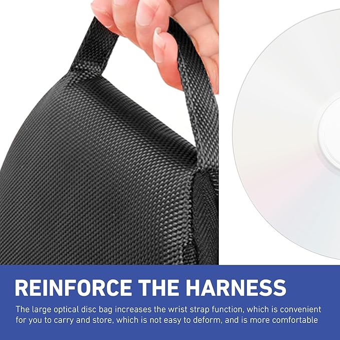 1 PC Car CD Case, Oxford Cloth Round CD Storage Bag with Handle, Waterproof Portable Large Capacity DVD Wallet File Organizer, Universal for Most Cars, Homes (Black)
