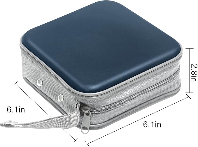 CD Case, 40 Capacity CD/DVD Case Holders Wallet Hard Plastic DVD Disc Cases Storage Binder for Car Home Office Travel (Dark Blue)