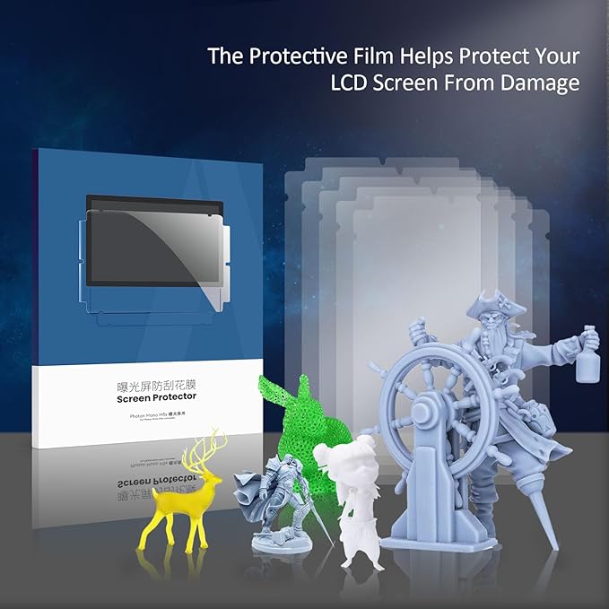 Photon MONO M5s 3D Printer Screen Protector,Original Protective Film 5Pcs for 10.1 inch LCD SLA UV Resin 3D Printer-Thickness 0.1mm-ONLY for Photon MONO M5s&M5s Pro NOT for Photon MONO M5