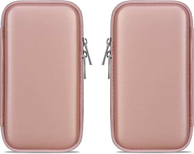Canboc Carrying Travel Pouch MacBook Charger Case for MacBook Accessories, Charging Cords, Air Power Adapter, iPhone Charger, USB Cable Organizer for Earbuds, Battery Pack, USB Hub, Rose Gold