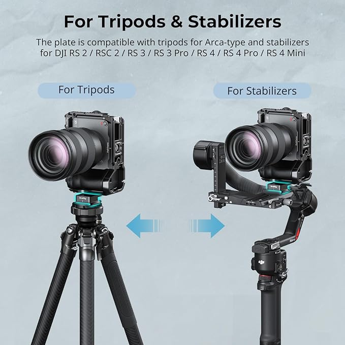 SmallRig Quick Release Plate for Arca-Type, Universal Baseplate with 1/4''-20 Screw, for Camera Cages, for Vertical Shooting - 5802