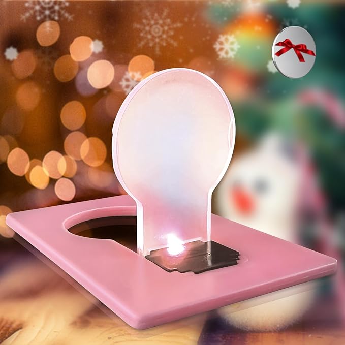 Credit Card Lights, Mini Portable Led Pocket Lamps Light Foldable Wallet Purse Lamps for Christmas Gift Party Favors, 10 pcs Pink Card White Color Light