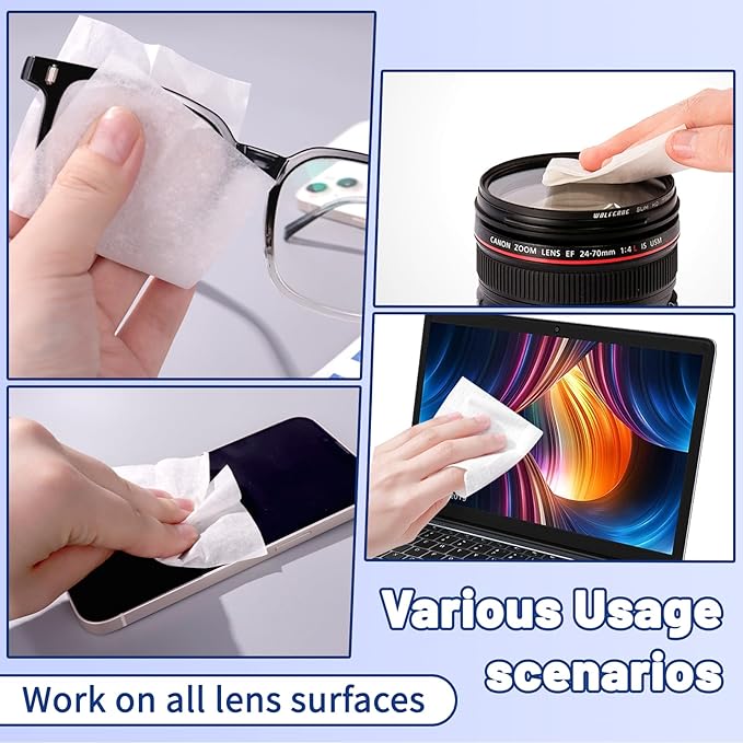 300 Count Lens Wipes for Eyeglasses, Eyeglass Lens Cleaning Wipes Pre-moistened Individually Wrapped Sracth-Free Streak-Free Eye Glasses Cleaner Wipes for Sunglass, Camera Lens, Goggles