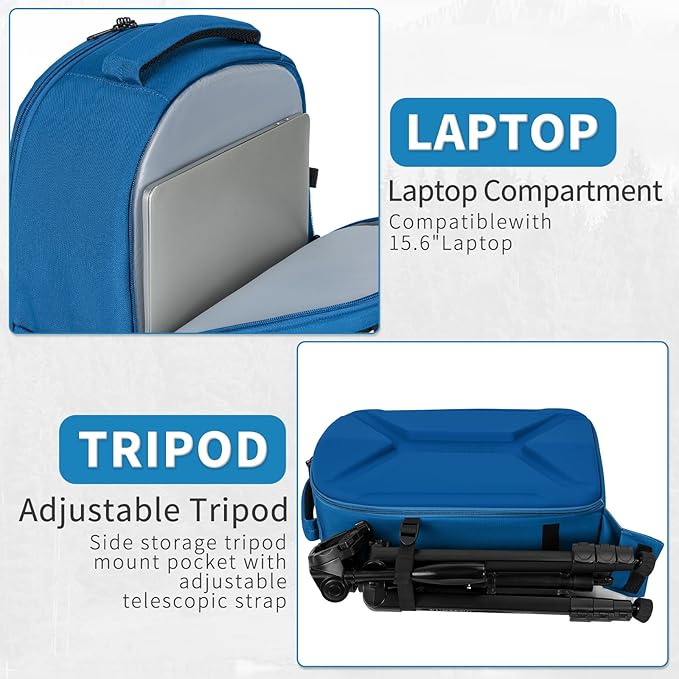 Camera Backpack, Hardshell DSLR Photography Camera Bag with Rain Cover, Waterproof Hard Shell Camera Case with Tripod Holder & 15.6" Laptop Compartment Compatible with Canon/Nikon/Sony/DJI Mavic Drone