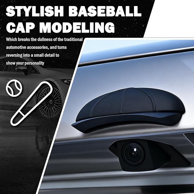 Baseball Cap Backup Camera Rain Shield for Car,Wider & Longer Car Reverse Camera Rain Cover as Cars Decorations to Block Rains Water,Silicone Rear View Backup Cameras Cover