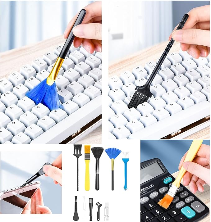 10 Pcs Small Nylon Anti Static Portable Cleaning Brush Kit for Electronics Keyboard Computer Phone