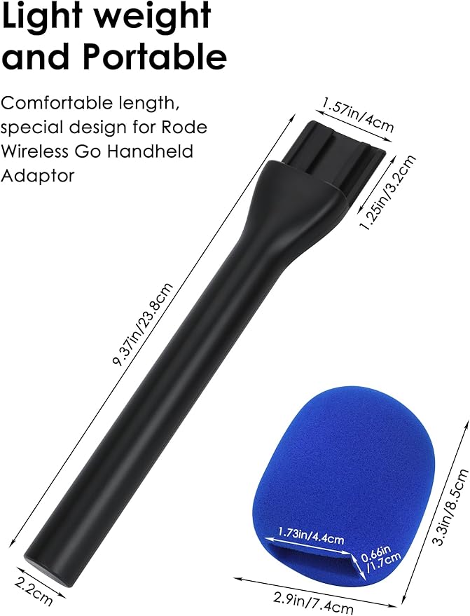 SUNMON Handheld Mic Stand for Rode Wireless Mic with Pop Filter(Blue), Holder for Rode Go 2/Wireless Pro, Interview Microphone Adapter Handheld for Wireless Go/Wireless ME