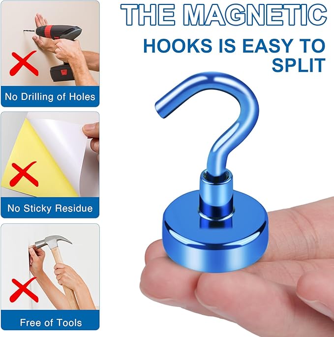 LOVIMAG Cruise Ship Essentials, 85Lb Magnetic Hooks for Cruise Cabins, Strong Magnetic Hooks for Hanging, Refrigerator, Celling, Grill, Fridge, Kitchen-12Pack