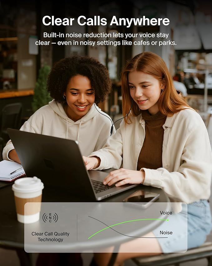 Belkin SoundForm Active Noise Cancelling Earbuds Wired with USB C Connector, IPX5-Rated, in-Ear Earphones w/Microphone for iPhone 17/16/15, iPad mini, Galaxy S25, Google Pixel 10, & More - Black