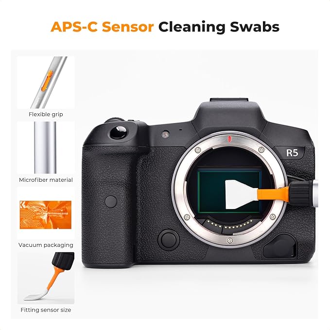K&F Concept® Versatile Switch Lens Cleaning Pen, Replaceable Pen Tip with Cleaning Brush+Carbon Tip*2+16mm APS-C Cleaning Swab*6 for Camera Filters Screen Phone Computer Tablet AR VR Glasses