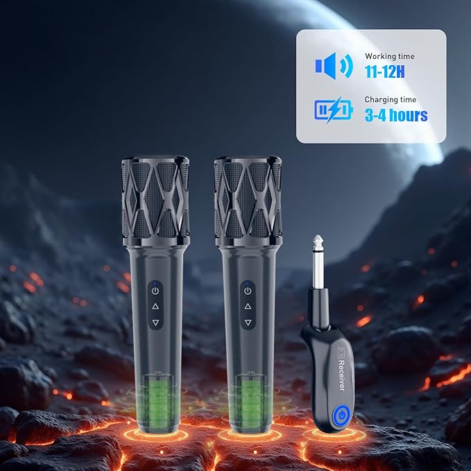 ZOWEETEK Wireless Microphones for Singing,Dual Handheld Dynamic Mic with Rechargeable Receiver,Karaoke Microphone Set for Singing,Wedding,Home Party, Classroom,Speech,Church,PA System,Plug and Play