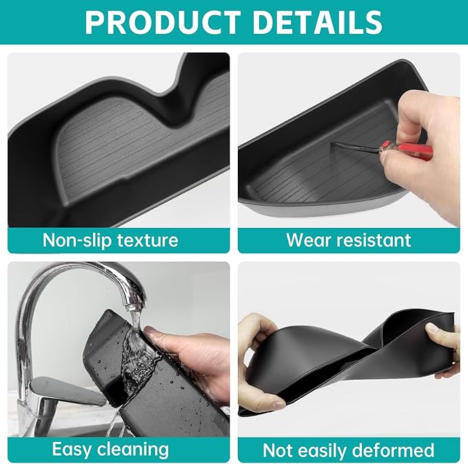 Door Side Storage Box Compatible with 2019-2025 Toyota RAV4 Accessories, Front & Rear 4PCS Door Handle Insert Organizer Tray, TPE Phone Pockets Fit for RAV 4 RAV-4 Accessories