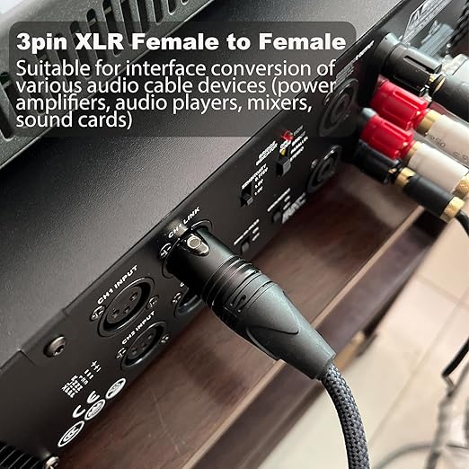 2 Pack 3Pin Female to Female Balance Audio Cable,3-Pin Mic Patch Cables,XLR Female DMX Cable Patch Cords for Audio and Sound Equipments-1Feet