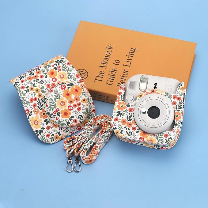 Frankmate Protective Case Compatible with Fujifilm Instax Mini 12 11 9 8 Instant Film Camera with Accessory Pocket and Adjustable Strap