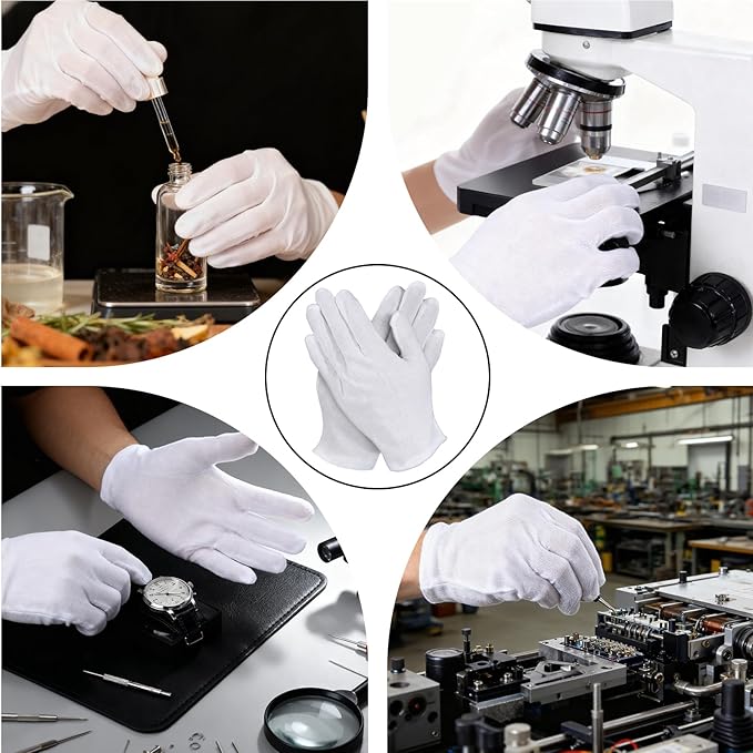 120 Pcs Cotton Blend Gloves, Moisturizing Gloves, Inspection Gloves, Art Handling Gloves, Uniform Gloves for Men and Women (White)