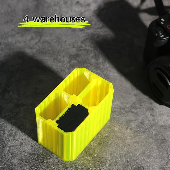 LingoFoto 2PCS Camera Battery Storage Soft Case with 4 Warehouses for Sony NP-FZ100 Camera Battery Protective Pack Case Holder (Yellow,Four Warehouses)